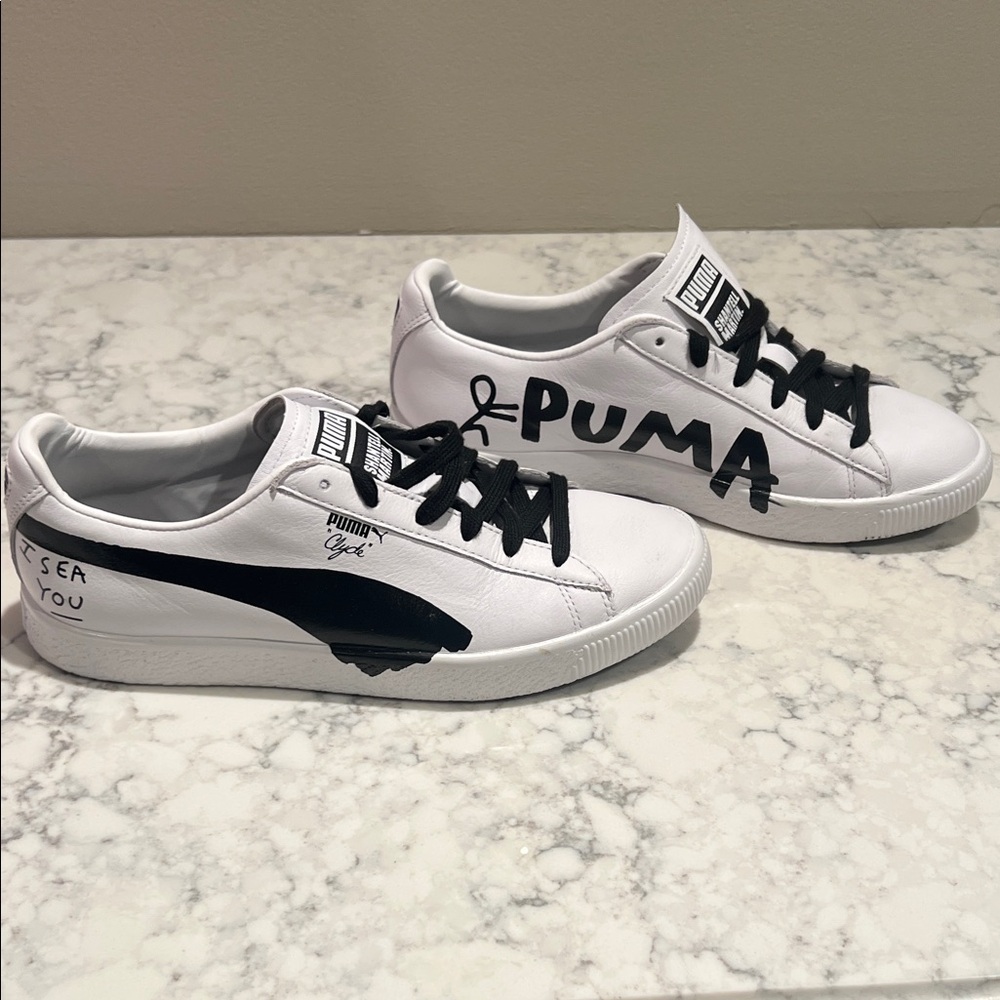 PUMA Kids White and Black Sneakers